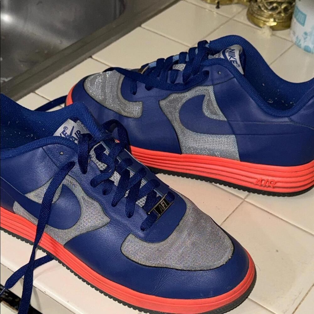 Nike Lunar Force 1 Low Royal Blue Grey Orange Men’s Size 10 - Picture 5 of 8